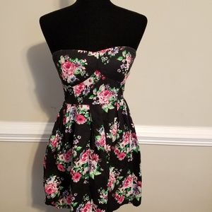 No Boundaries Strapless Floral Dress